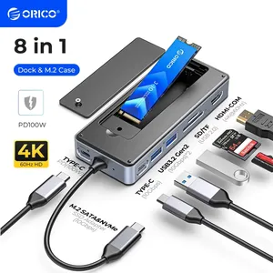 <span class=keywords><strong>ORICO</strong></span> Hub Type C avec boîtier SSD, station d'accueil pour ordinateur portable 4K60Hz - Com 100W PD RJ45 SDTF 10Gbps <span class=keywords><strong>M2</strong></span> <span class=keywords><strong>NVME</strong></span> SATA 8TB - Product Image 1