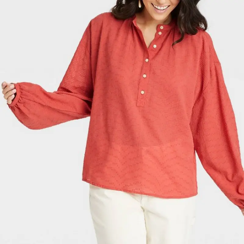Women Print Cotton Shirt tops Long Lantern Sleeve O-neck Loose fashion Female Blouse Woman Casual Wear