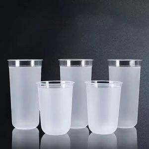 Gobelets en plastique PP en forme de U pour Bubble Tea, Milktea, Boba, avec couvercle, personnalisables avec logo, vente en gros - Product Image 1
