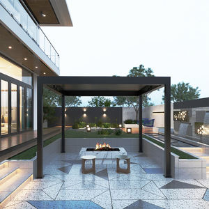 Pergola en aluminium imperméable et protectrice contre le soleil avec ventilateur, chauffage, stores enrouleurs et capteur de vent pour jardin, villa, <span class=keywords><strong>terrasse</strong></span> - Product Image 1