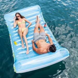 PVC Inflatable Tropical <b>Lounge</b> with Detachable Canopy 88*59*65 Inch with 2 Built-in Cup Holders and 2 Ropes for Beach <b>Pool</b> Fun - Product Image 4