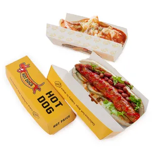 Plateau à pain en papier Kraft personnalisé, boîte d'emballage pour Sandwich et hamburgers