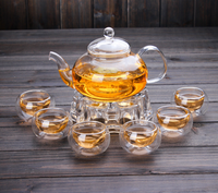Théière en verre transparent résistant à la chaleur en borosilicate de grande capacité au design moderne avec infuseur amovible