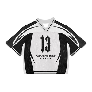 Tontons Custom Design Streetwear Mesh Boxy <b>Cropped</b> Football Jersey Unisex Sublimation Print Vintage T-shirt - Product Image 1