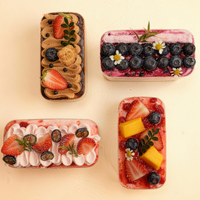 Boîte en plastique PS de qualité alimentaire rectangulaire de 400 ml et 1 mm d'épaisseur, pour boulangerie, pour biscuits, tiramisu, vente en gros en Chine, Wanherong