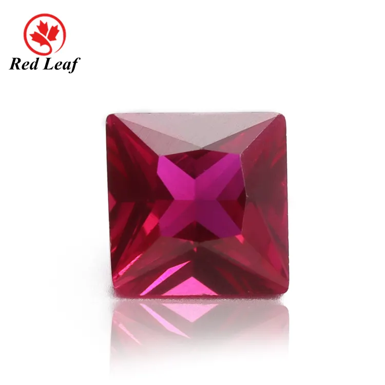 Redleaf gems Red 8# Color square shape 5A synthetic corundum gemstones stone