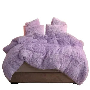 Wholesale High Quality Ready Made Luxury Faux Fur Fuzzy Duvet Cover Set Long Hair Fluffy Artificial Fur