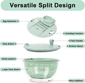 New Arrivals Kitchen <b>Vegetable</b> Drying Drainer Bowl Plastic Manual Salad Spinner and Slicer <b>Chopper</b> with 5 Blade - Product Image 4