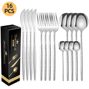 Juego de cubiertos Dingyong de acero inoxidable portugués de 24 piezas con diseño de grano de madera, cuchillos para carne, duradero, ecológico, acabado cepillado, en stock - Product Image 6
