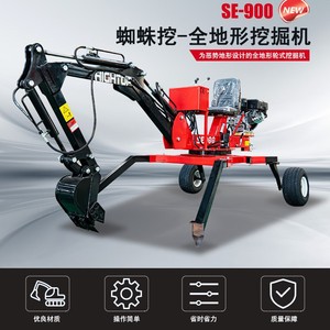 Mini-excavatrice tout-terrain rouge, rotation à 360 degrés, pour travaux en pente et en montagne. - Product Image 5