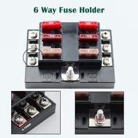 Caja de Fusibles Automotriz de Doble Fila y 6 Vías con Contactos de Cobre, Conector de Alimentación para Batería de 12V, Portafusibles Marinos