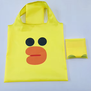 حقيبة حمل قابلة للطي من البوليستر قابلة للطي وصديقا للبيئة قابلة للطي مع نمط كرتون بطة صفراء صغيرة للهدايا للاستخدام اليومي - Product Image 2