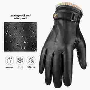 <span class=keywords><strong>Gants</strong></span> habillés chauds en cuir cachemire pour hommes <span class=keywords><strong>Gants</strong></span> d'<span class=keywords><strong>hiver</strong></span> à écran tactile Style imprimé Fête quotidienne Usage décontracté Cadeau parfait pour papa - Product Image 2