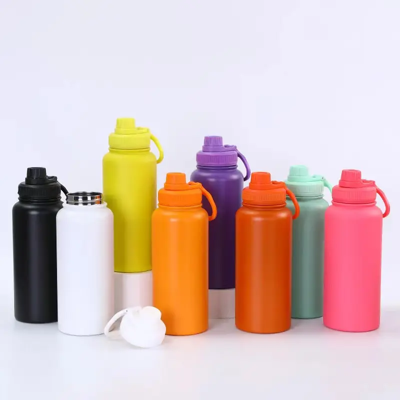 Portable 1000Ml Stainless Steel Small Mouth Water Bottle Outdoor Sports Travel Drink Water Bottles