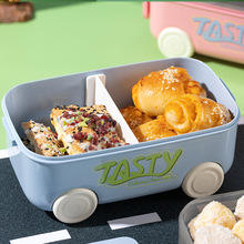 Stackable Bento Lunch Box 2-Layer with Plastic Lid Reusable Eco-Friendly Food Container with Cutlery for Kids Students - Product Image 5