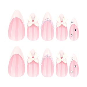 <span class=keywords><strong>Uñas</strong></span> Postizas Elegantes con Punta Francesa, Diseño 3D con Lazo Blanco y Perla, Estilo Stiletto, Hechas a Mano, Reutilizables, Acrílicas, de Lujo, para Novias, Bodas, Uso Diario y Fiestas - Product Image 5