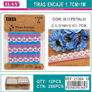 Nastro in pizzo ILAN 1,7 cm x 1 m rosa petalo per decorazioni e artigianato - Product Image 3