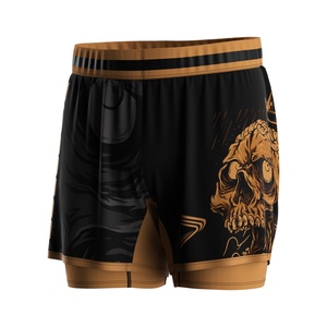 2-in-1 BJJ MMA Fight Shorts Built-in Compression Lining: Grappling, Brazilian Jiu Jitsu, No-Gi Double <b>Layers</b> Shorts - Product Image 1
