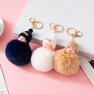 Porte-clés Poupée Bébé Endormi Colorée, Peluche Kawaii Moelleuse, Pompon, pour Femme, Breloque de Sac, Pendentif - Product Image 2