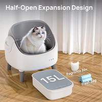 Bac à litière pour chat automatique intelligent à nettoyage automatique, design ouvert, contrôle par application, double capteur de sécurité, grande capacité 76L, nettoyage facile