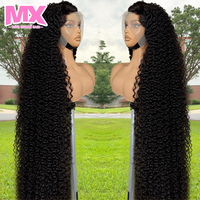 Pelucas de Cabello Humano con Ondas Profundas y Encaje Frontal HD Completo, Cabello Indio Virgen 13X4, Encaje Transparente, Cutícula Alineada, para Mujeres Negras