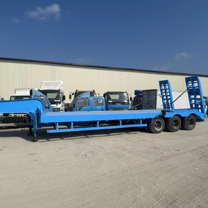 Semi-remorque à plateau surbaissé d'occasion 60T à trois essieux pour le transport <span class=keywords><strong>de</strong></span> machines <span class=keywords><strong>de</strong></span> construction lourdes - <span class=keywords><strong>Prix</strong></span> usine - Product Image 1