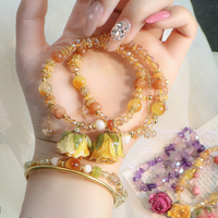 Pulsera de Cadena con Cristales y Flores Estilo Hada, Diseño Exclusivo, Adorno Versátil para la Muñeca, Joyería Exquisita para Mujer, Regalo