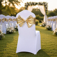 Vente en gros usine : Bandeaux de chaise fantaisie en spandex extensible avec nœud papillon pour la décoration de mariages, fêtes et banquets