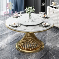 Ensemble de Table en marbre rond, 6 chaises, Design nordique, prix d'usine, moderne, salle à manger, mariage, Banquet, DTY006