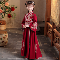 Robe longue traditionnelle chinoise Hanfu pour filles, costume ethnique vintage, robe de danse pour le Festival du Printemps, fête d'anniversaire, impression personnalisée