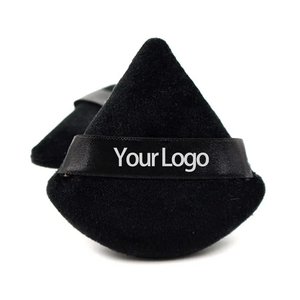 YALINA - Brocha de Maquillaje Colorida, Suave, de Algodón Puro, para Cuerpo y Rostro, Triangular, Rosa, Negra, Blanca, Lavable, para Polvos - Product Image 1