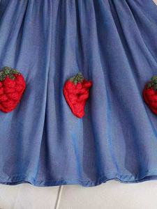 Robe pour fille avec broderie de fraises, style académie, <span class=keywords><strong>tenue</strong></span> d'été - Product Image 5