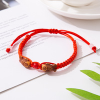 Bracelet double poisson tressé à la main style vintage, corde rouge aux couleurs du Festival des Bateaux-Dragons, petits cadeaux tendance en lot