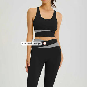 Ensemble de <span class=keywords><strong>yoga</strong></span> et d'entraînement <span class=keywords><strong>pour</strong></span> femme, respirant et à séchage rapide, sans coutures, anti-humidité, 2 pièces (soutien-gorge et leggings) - Product Image 4