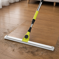 Raclette de douche extensible à long manche en plastique, lame en TPR durable et écologique pour le nettoyage des sols et des vitres