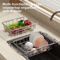 Égouttoir de cuisine rétractable en acier inoxydable pour évier, panier filtrant pour légumes et fruits