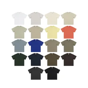 Casual Paar Diy Unisex 305Gram O-hals T-Shirt Op Maat Bedrukt 100% Katoen Effen Kleur T-Shirt Voor Mannen Vrouwen