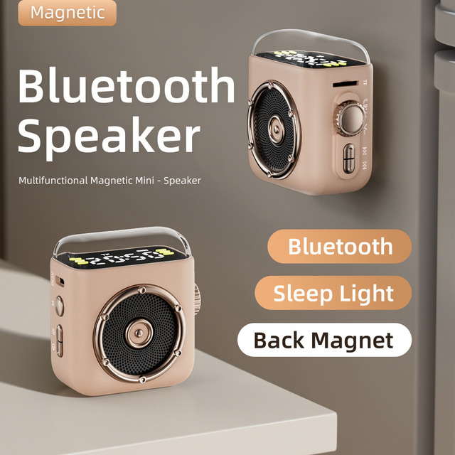 Cross-border New for 5.3 Small Speaker Retro Mini Magnetic Back Clip Audio Outdoor Portable Desktop Cartoon 5W Output