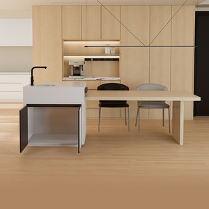 <span class=keywords><strong>Table</strong></span> d'îlot rétractable moderne Bords de planche à vent blanc pur <span class=keywords><strong>Armoire</strong></span> de personnalisation multifonctionnelle intégrée pour le ménage - Product Image 2