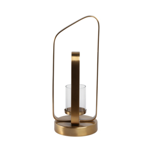 Portacandele in Metallo e Vetro Stile Hurricane, Elegante Decorazione per la Casa, Accento d'Arredo per Candele a Colonna da Tavolo - Product Image 4
