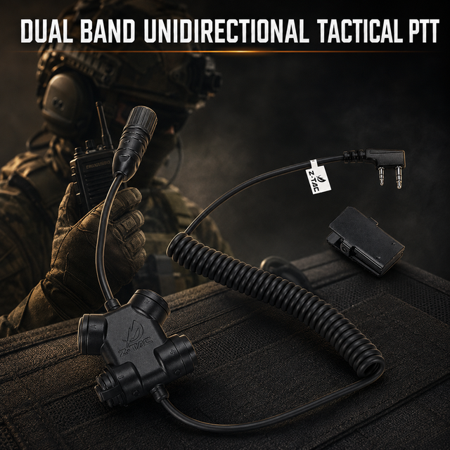 Z-TAC Dual Band Unidirectional Tactical PTT Waterproof ABS Material Headset Adapter Walkie Talkie Radio Connector Z135