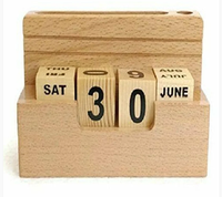 Calendrier perpétuel en bambou, bloc de bureau écologique, calendrier de bureau en bois poli, affichage du mois, de la semaine et de la date, décoration de la maison