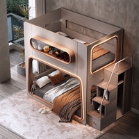 Meubles de chambre à coucher de luxe personnalisés, lit double en bois massif haut de gamme, grande tête de lit haute, lit moderne de luxe pour enfants