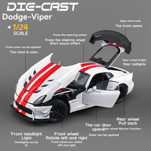 XLG Diecast 1:24 vecchio modello di <span class=keywords><strong>auto</strong></span> in lega di vipera con suono e luce Pullback porta aperta Display giocattolo collezione regalo modello di <span class=keywords><strong>auto</strong></span> - Product Image 4