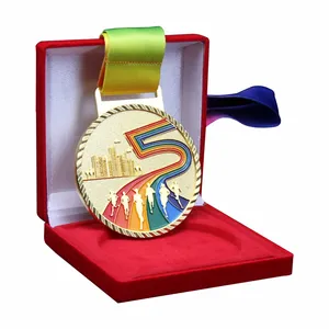 도매 주문 우아한 방아끈 큰 메달 동전 전시 스포츠 메달 메달과 트로피 합금 상자 포장 유럽 벨벳