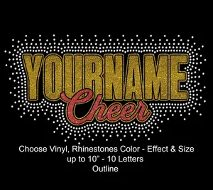 Tùy Chỉnh Long Lanh Với Rhinestone Thiết Kế Chuyển Cổ Vũ Long Lanh Mô Hình Cho Áo Phông - Product Image 6