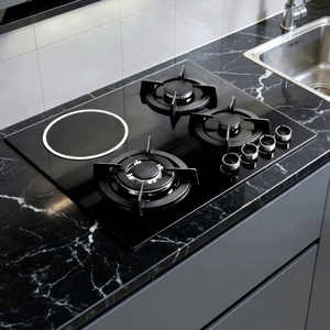 Cuisinière à gaz domestique multifonctionnelle en métal, intégrée, quatre brûleurs gaz et un électrique, économe en énergie, avec <span class=keywords><strong>plaque</strong></span> en verre trempé, compatible - Product Image 3