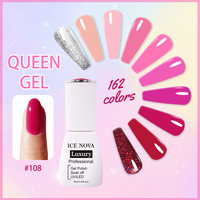ICE NOVA Queen 162 couleurs paillettes brûlure paillettes vernis Hema/Tpo/Hpma gratuit végétalien 10ml/15ml/1kg en vrac usine vente Gel vernis