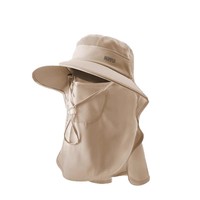Sombrero de Sol con Protección Facial y de Cuello, Diseño a Rayas, Ventilación y Transpirable, de una Sola Pieza