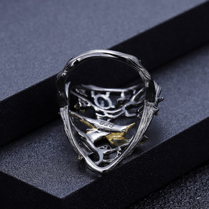 In Stock Vintage 925 Silver Inlaid Blue <b>Crystal</b> Gemstone <b>Ring</b> for Women's Wedding HK Origin High Elegance - Product Image 4